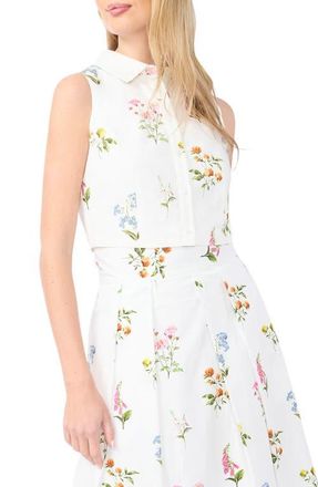 Ted Baker York Floral Button-Up Crop Top in Vanilla Ice at Nordstrom, Size 10