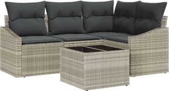 vidaXL Garden Sofa Set 5 pcs Light grey Poly rattan Vidaxl
