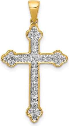 Diamond2Deal 14k Yellow Gold 1/10 carat Diamond Cross Pendant
