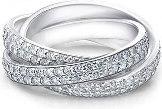 Pompeii3 2 3/4ct Rolling Ring Diamond Pave Eternity 14K White Gold Size Selectable