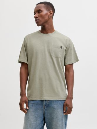 Jack & Jones Kurzarmshirt JACK & JONES JJEDOVER SLUB TEE SS NOOS, Herren, Gr. XXL, vetiver, Jersey, Obermaterial: 95% Baumwolle, 5% Elasthan, unifarben, relaxed fi