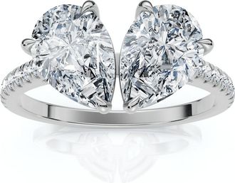 Pompeii3 2 1/3Ct Toi et Moi Double Pear Diamond Ring 14k Gold or Platinum Lab Grown