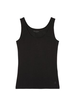 Marc O'Polo Tanktop MARC OPOLO Essentials, Damen, Gr. XL, schwarz, Jersey, Obermaterial: 95% Baumwolle, 5% Elasthan, unifarben, figurbetont h&uuml;ftlang, Rundhals, To
