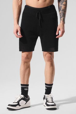 Alo | Open-Knit Short in Black, Size: Medium