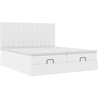 vidaXL Estructura Cama Otomana Colchones Blanco Puro 180x200cm Vidaxl