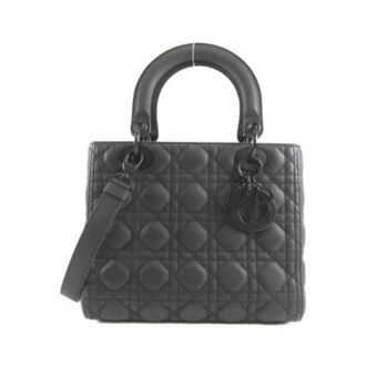 Dior Pre-owned Lady Dior Ultra Matte Calfskin Bag - Dames - Pre-owned - Zwart - Maat: ONE Size Leer