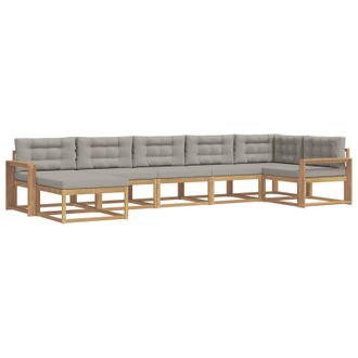 vidaXL Conjunto De Sof&aacute;s De Exterior 7 Pcs Blanco Y Gris Claro Vidaxl