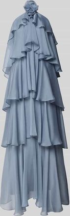 Swing Abendkleid mit Volants in Bleu, Gr&ouml;&szlig;e 32