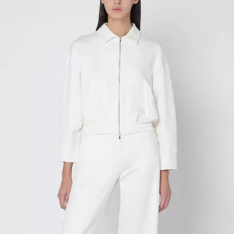 Max Mara Felpa cropped bianca in misto seta
