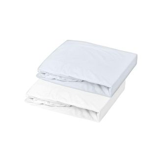 OEM Juego De 2 S&aacute;banas Ajustables - Mon Ptit Dodo - Jersey 100% Algod&oacute;n - 60 X 120 Cm - Blanco Y Azul Claro