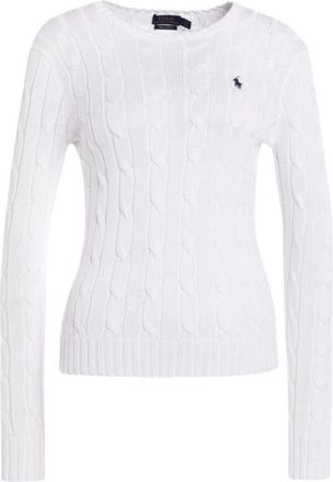 Polo Ralph Lauren Klassieke kabeltrui - Dames - Ronde hals truien - Wit - L - Katoen - Truien & Vesten