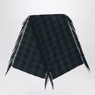 Destin British Green Check Wool And Cashmere Shawl