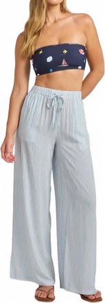 Seafolly Beach Wide Leg Pant In Powder Blue Stripe