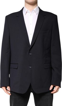 Dolce & Gabbana Dark Blue Wool Single Breasted Coat Mens Blazer
