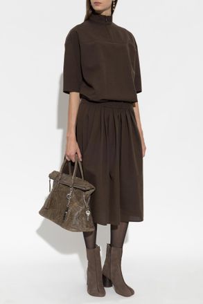 Maison Margiela Dress With A Turtleneck, Womens, Brown