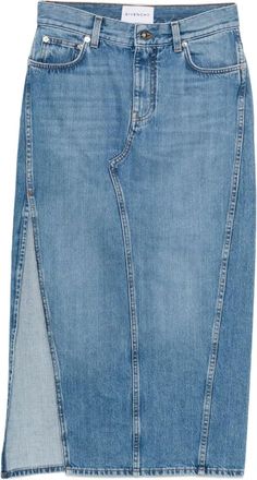 Givenchy Gonna midi denim con spacco laterale - Blu