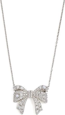 Kendra Scott Krista Bow Pendant Womens Necklace Womens Necklace Rhodium White Mix, Brass