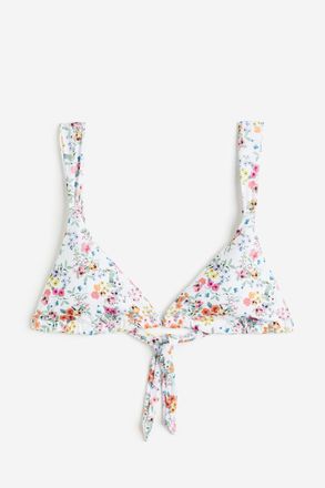 H&M Wattiertes Triangel-Bikinitop - Weiss/Gebl&uuml;mt