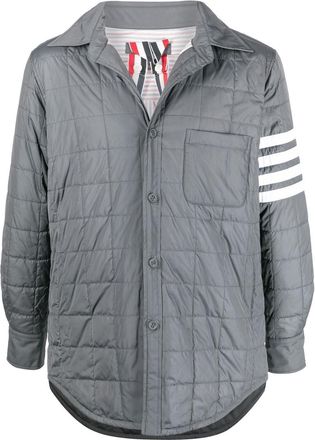 Thom Browne 4-Bar stripe padded shirt jacket - men - Polyamide - 1 - Grey