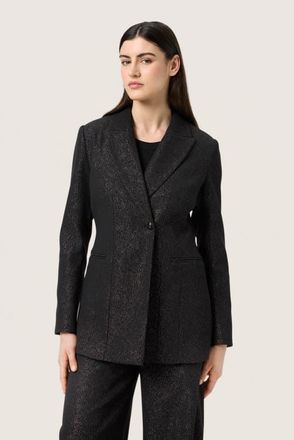 Soaked In Luxury SLCahlina Single-breasted Glitter Blazer in Gun Metal at Nordstrom, Size X-Small