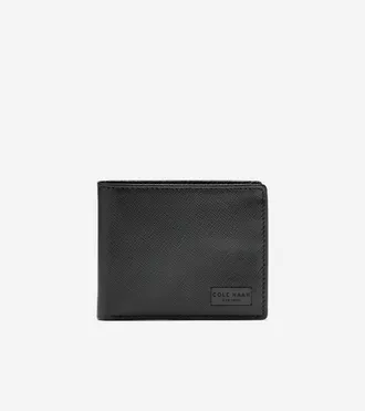 Cole Haan Mens Bifold Wallet with Saffiano Cover - Blue