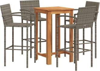 vidaXL Mesa Y Taburetes De Jard&iacute;n 5 Pzas Madera Acacia Rat&aacute;n Pe Gris Vidaxl