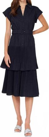 Current Air Melinda Tiered Midi Dress In Navy