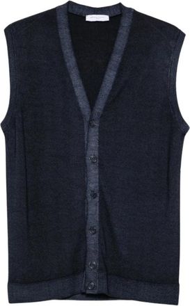 Daniele Fiesoli V-hals Gebreide Vest - Heren - V-hals truien - Blauw - 2XL - Wol - Truien & Vesten