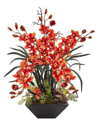 Nearly Natural Cymbidium Orchid Silk Arrangement
