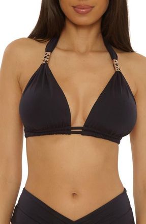 BECCA by Rebecca Virtue Color Code Triangle Bikini Top in Black at Nordstrom, Size Ddd