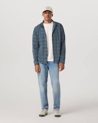 Vuori Clothing Long Sleeve Plaid Button Down Shirt | Dark Pewter | Medium