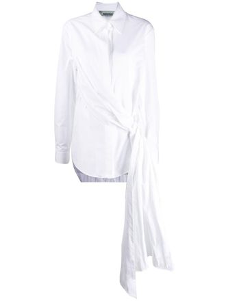 Off-white draped tie shirt - women - Cotton - 40