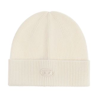 Diesel K-Coder-Fully B Beanie - Dames - Hoeden - Beige - ONE Size - Katoen - Accessoires