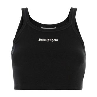 Palm Angels Sleeveless Tops, female, Black, XS, Piquet Top