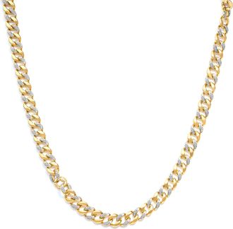 House of Brilliance 14K Yellow Gold Plated.925 Sterling Silver 1.0 Cttw Diamond Cuban Link Necklace
