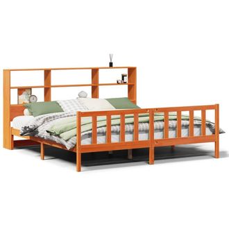 Berkfield Home Bookcase Bed without Mattress Wax Brown 200x200 cm Solid Wood Pine