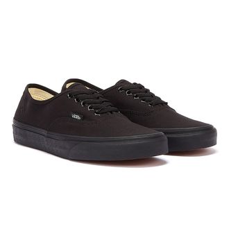 Vans Authentic Unisex True Black Canvas Skate Trainers Rubber - Size UK 11