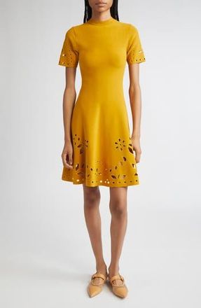 Ulla Johnson Fanna Eyelet Detail Knit Minidress in Goldenrod at Nordstrom Rack, Size Petite