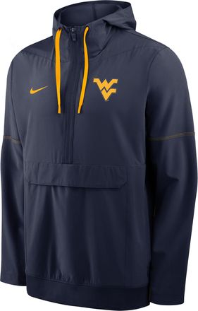 Nike West Virginia Sideline Anorak Nike Mens College 1/2-Zip Hooded Jacket in Blue | 03AT19MCWVN-PTU