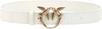 Pinko Love Birds Riem - Dames - Riemen - Wit - XS - Leer - Accessoires