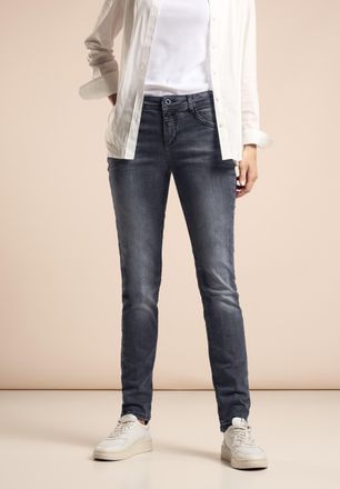 Street One Slim-fit-Jeans STREET ONE Style Jane, Damen, Gr. 34, L&auml;nge 30, grau (steel grau net wash), Denim/Jeans, Obermaterial: 84% Baumwolle, 13% Polyester, 3%