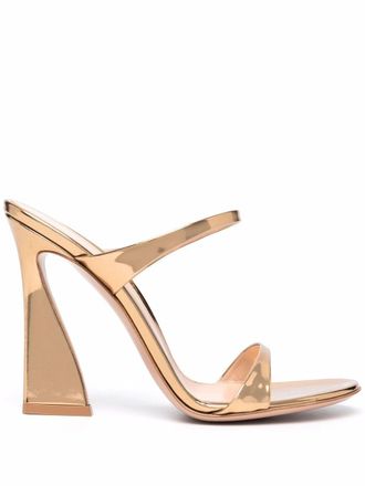 Gianvito Rossi metallic-effect leather sandals - women - Calf Leather/Calf Leather/Calf Leather - 39 - Neutrals