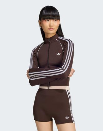 adidas Originals Essentials - Top sportivo senza cuciture color caff&egrave; aurora con 3 strisce-Marrone