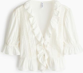 H&M Bluse mit Volants - White