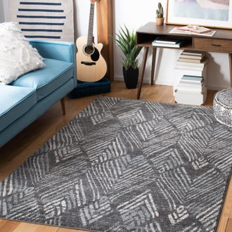 Safavieh Amsterdam Machine Made Area Rug, Dark Grey / Light Grey Contemporary Style Easy Care