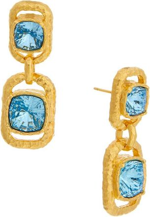 Oscar De La Renta Rectangle Crystal Double Drop Earrings