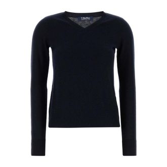 Max Mara Idoneo Sweater - Dames - V-hals truien - Blauw - XS - Wol - Truien & Vesten