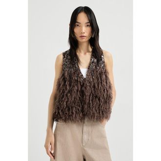 Brunello Cucinelli Dazzling d&eacute;grad&eacute; vest in Bark at Nordstrom, Size 36 It