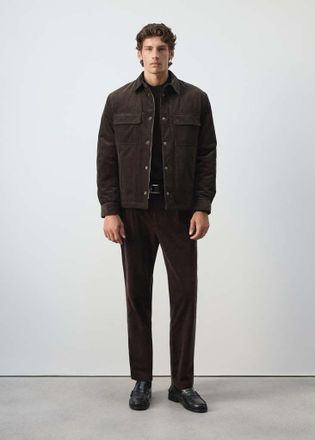 Mango Giacca velluto a coste tasche caff&egrave; - Uomo - XXL - MANGO MAN