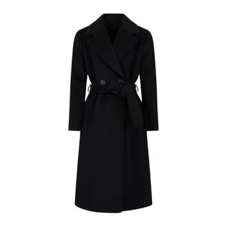 A|X Armani Exchange Abrigo negro de lana con cintur&oacute;n en la cintura - Coats - Mujer - Negro - M